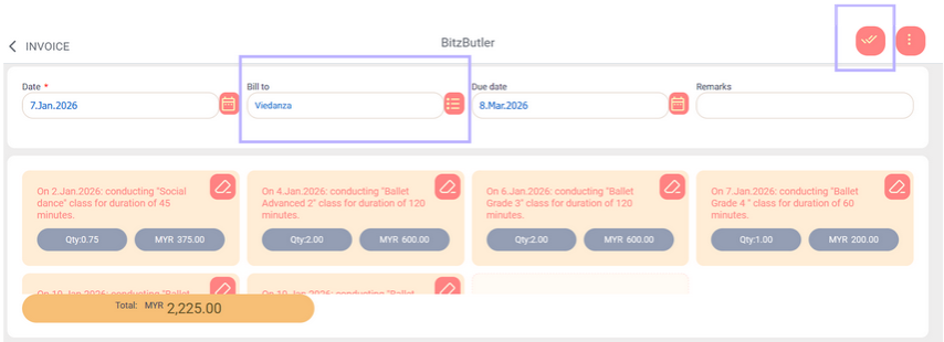 Invoice entry - billing party